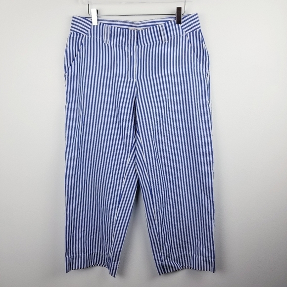 Vineyard Vines Blue & White Striped Linen Blend Pants size 6 - Picture 1 of 9